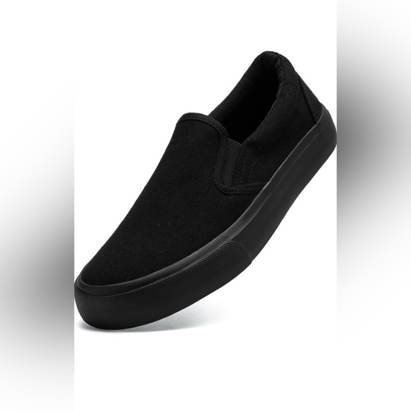 THE FASHION SUPPLY CAROLINA Low Top Slip On Canvas Sneakers, all black, size 10 - Picture 3 of 6